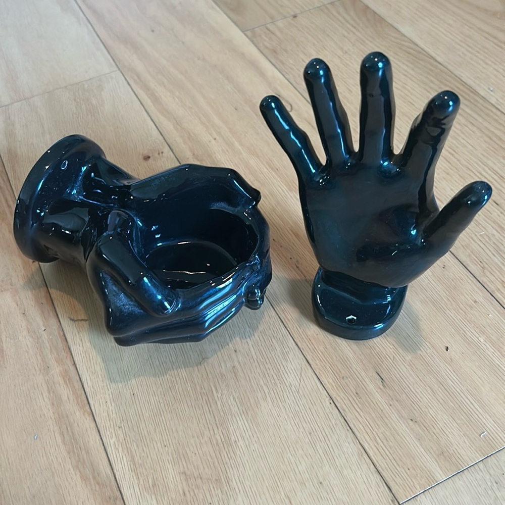 Nancy Funk Ceramics Black Hand Bathroom holder object